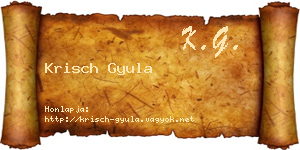 Krisch Gyula névjegykártya